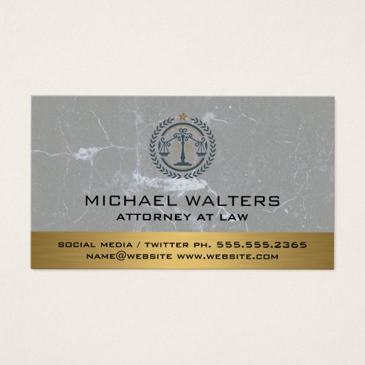 Justitie Logo | Marmer- en Gold-achtergrond Visitekaartje (Voorkant)