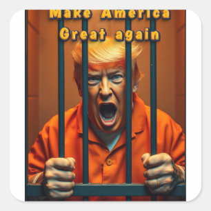 Justitie MAGA Trump steunt Kamala Walz Funny Humor Vierkante Sticker