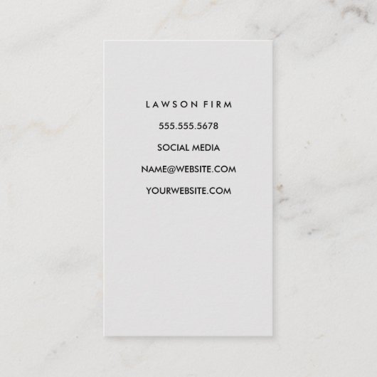 Justitie Schalen Zwart Marmer Recht Afsprakenkaartje (Achterkant)