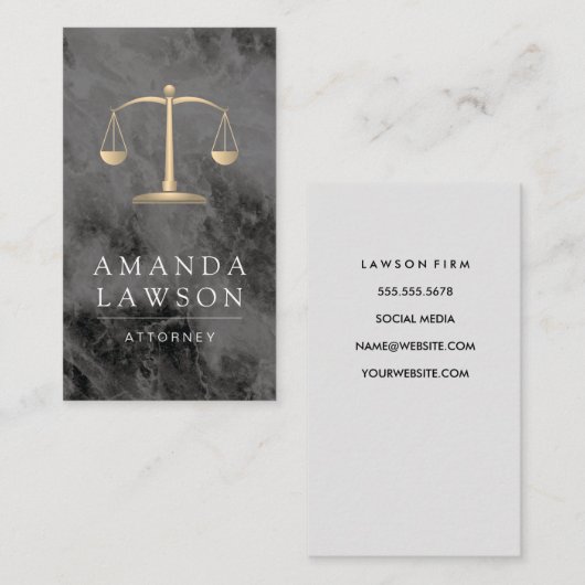 Justitie Schalen Zwart Marmer Recht Afsprakenkaartje (Voorkant / Achterkant)