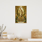 Justitie Tarotkaart XI – Pre-Raphaelite Goud Poster (Keuken)
