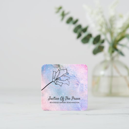 *~* JUSTITIE VAN DE VREDE - Kraters van Floral Moo Vierkante Visitekaartje (Staand voorkant)