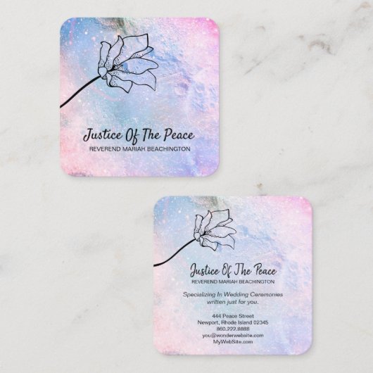 *~* JUSTITIE VAN DE VREDE - Kraters van Floral Moo Vierkante Visitekaartje (Voorkant / Achterkant)