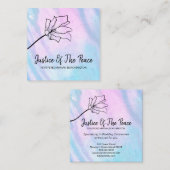 *~* JUSTITIE VAN DE VREDE - Langwerproze Turuqoise Vierkante Visitekaartje (Voorkant / Achterkant)