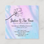 *~* JUSTITIE VAN DE VREDE - Langwerproze Turuqoise Vierkante Visitekaartje (Achterkant)