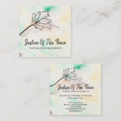 *~* JUSTITIE VAN DE VREDE - Zwarte LEUKVLOER Vierkante Visitekaartje (Voorkant / Achterkant)