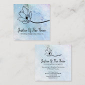 *~* JUSTITIE VAN DE VREDESMUNST Floral Blue Vierkante Visitekaartje (Voorkant / Achterkant)