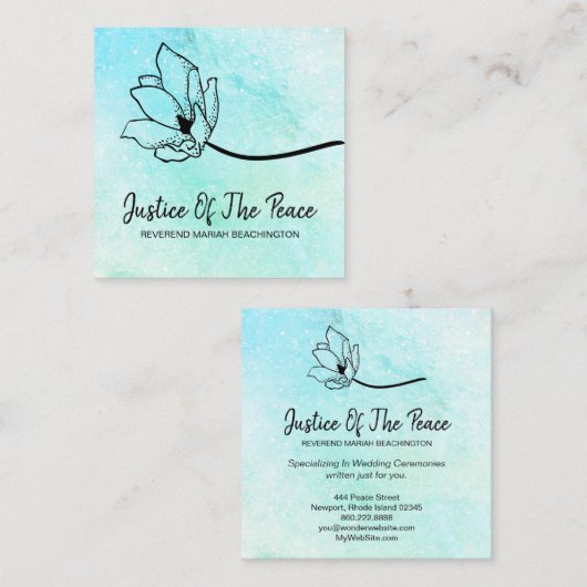 *~* JUSTITIE VAN DE VREDESMunt Floral Mint Vierkante Visitekaartje (Voorkant / Achterkant)