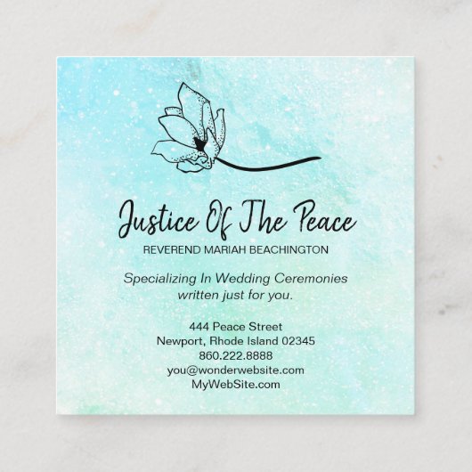 *~* JUSTITIE VAN DE VREDESMunt Floral Mint Vierkante Visitekaartje (Achterkant)