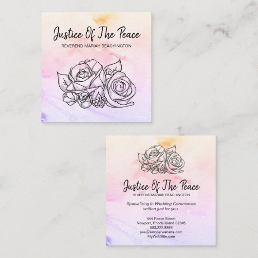 *~* JUSTITIE VAN HET Overzicht van de Rozen van de Vierkante Visitekaartje (Voorkant / Achterkant)