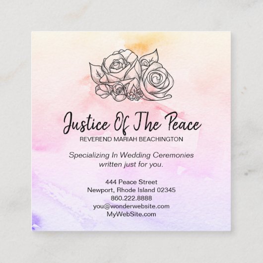 *~* JUSTITIE VAN HET Overzicht van de Rozen van de Vierkante Visitekaartje (Achterkant)