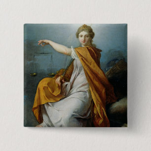 Justitie Vierkante Button 5,1 Cm
