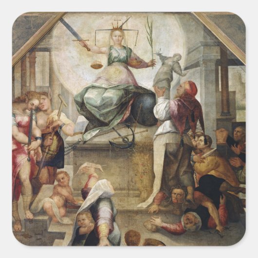 Justitie Vierkante Sticker (Voorkant)