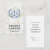 Justitie Weegschaal | Advocaat | Witte Marmer Afsprakenkaartje (Voorkant / Achterkant)