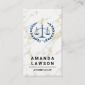 Justitie Weegschaal | Advocaat | Witte Marmer Afsprakenkaartje (Voorkant)