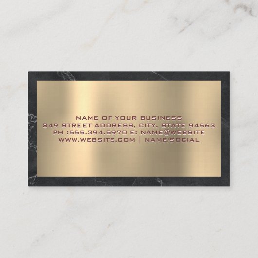 Justitie Weegschaal | Goud en Marmer Visitekaartje (Achterkant)