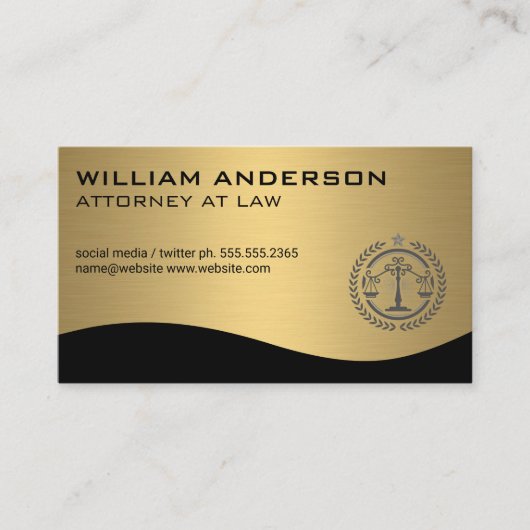 Justitie Weegschaal | Goud Metaal Visitekaartje (Voorkant)