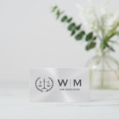 Justitie Weegschaal Monogram Metaal Glans Visitekaartje (Staand voorkant)