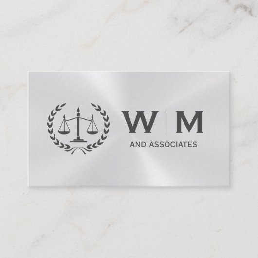 Justitie Weegschaal Monogram Metaal Glans Visitekaartje (Voorkant)