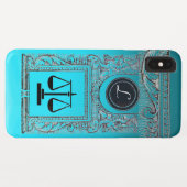 JUSTITIEKANTOR, ADVOCAAT Monogram blauw Case-Mate iPhone Case (Achterkant (horizontaal))