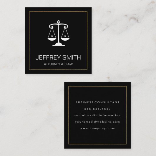 Justitieschalen | Advocaat | Recht Vierkante Visitekaartje (Voorkant / Achterkant)