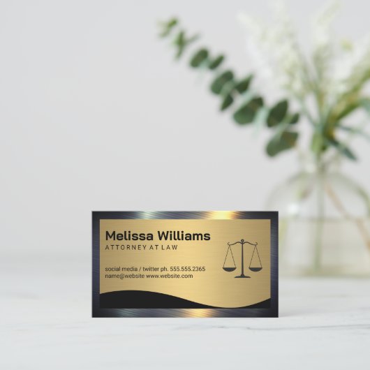 Justitieschalen | Goud Metaal Visitekaartje (Staand voorkant)