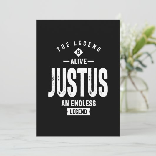 Justus Persoonlijke naam Birthday Gift Bedankkaart (Staand voorkant)