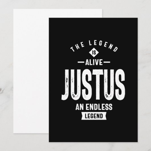 Justus Persoonlijke naam Birthday Gift Bedankkaart (Voorkant / Achterkant)