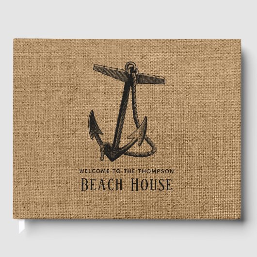 Jute Anker Strandhuis Gastenboek (Voorkant)