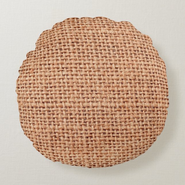 Jute bag sack beige kleur bruin rond kussen (Voorkant)