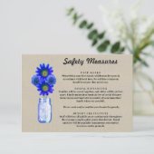 Jute Blauw Bloemstuk Mason Pot Veiligheidsmaatrege Informatiekaartje (Staand voorkant)