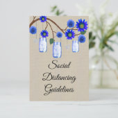 Jute Blauw Bloemstuk Veiligheidsmaatregelen Houten Informatiekaartje (Staand voorkant)