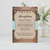 Jute Bruilofts Ontvangst Kaarten Hout Teal (Staand voorkant)