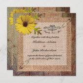 Jute Burlap op Rustic Wood Wedding Kaart (Voorkant / Achterkant)