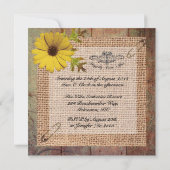Jute Burlap op Rustic Wood Wedding Kaart (Achterkant)
