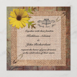 Jute Burlap op Rustic Wood Wedding Kaart