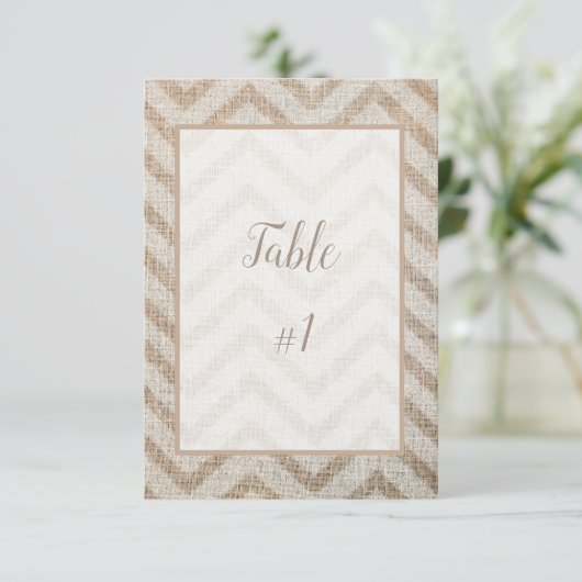 Jute Chevron Ontvangst Tafelkaart Kaart (Staand voorkant)