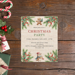 Jute dennen natuurlijke Kerstfeest uitnodiging