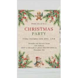 Jute dennen natuurlijke Kerstfeest uitnodiging