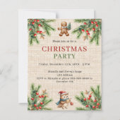 Jute dennen natuurlijke Kerstfeest uitnodiging (Voorkant)