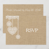 Jute en Kant RSVP Kaart (Voorkant / Achterkant)