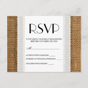 Jute en kant RSVP kaarten
