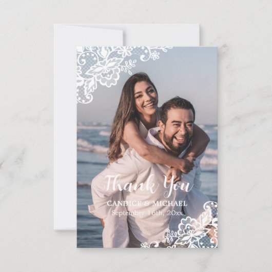 jute en kant rustieke land bruiloft bedankkaart (Voorkant)