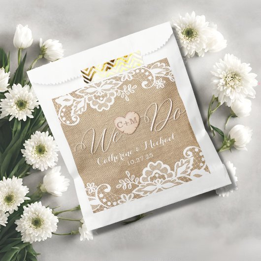 jute en kant rustieke land bruiloft bedankzakje