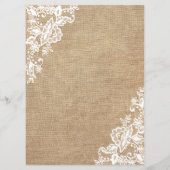 jute en kant rustieke land bruiloft menu (Achterkant)