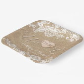 jute en kant rustieke land bruiloft papieren bordje (Gebogen)