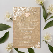 jute en kant rustieke land bruiloft programmakaart