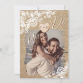 jute en kant rustieke land bruiloft save the date (Achterkant)