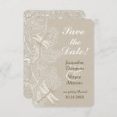 Jute en Kant Rustieke Trouwkaart Save The Date Kaart (Voorkant / Achterkant)