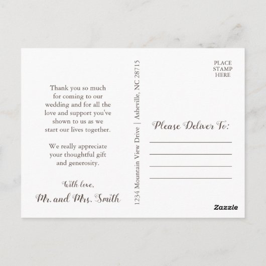 Jute en Kant Trouw Dankkaartjes Rustiek Briefkaart (Achterkant)